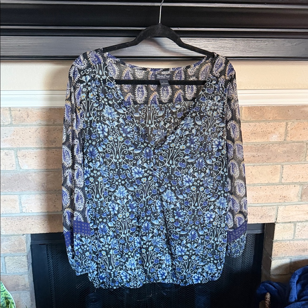 Lucky Brand Paisley Print Sheer Blouse